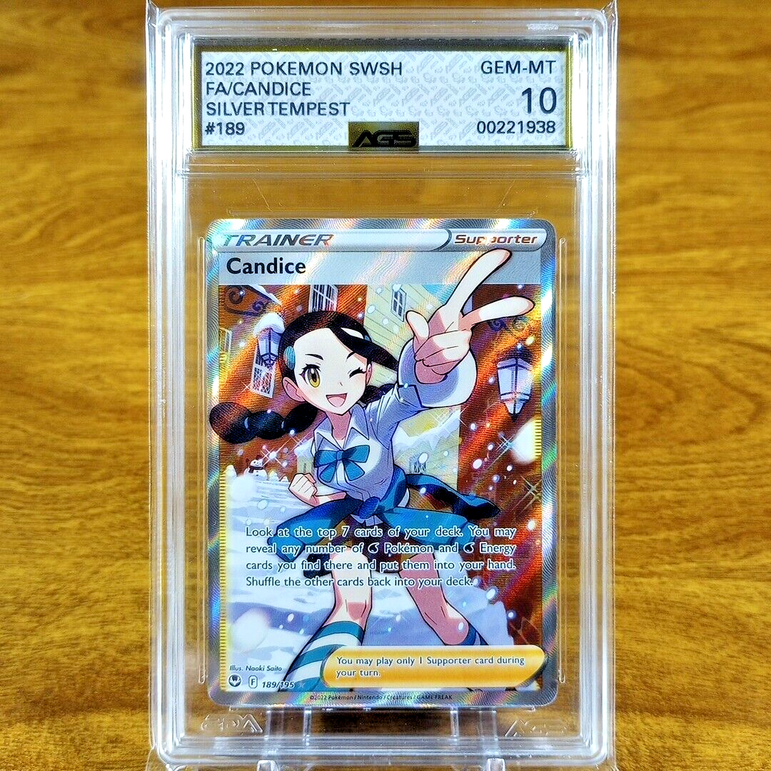 Pokemon SWSH Silver Tempest Trainer Candice 189/195 AGS Gem