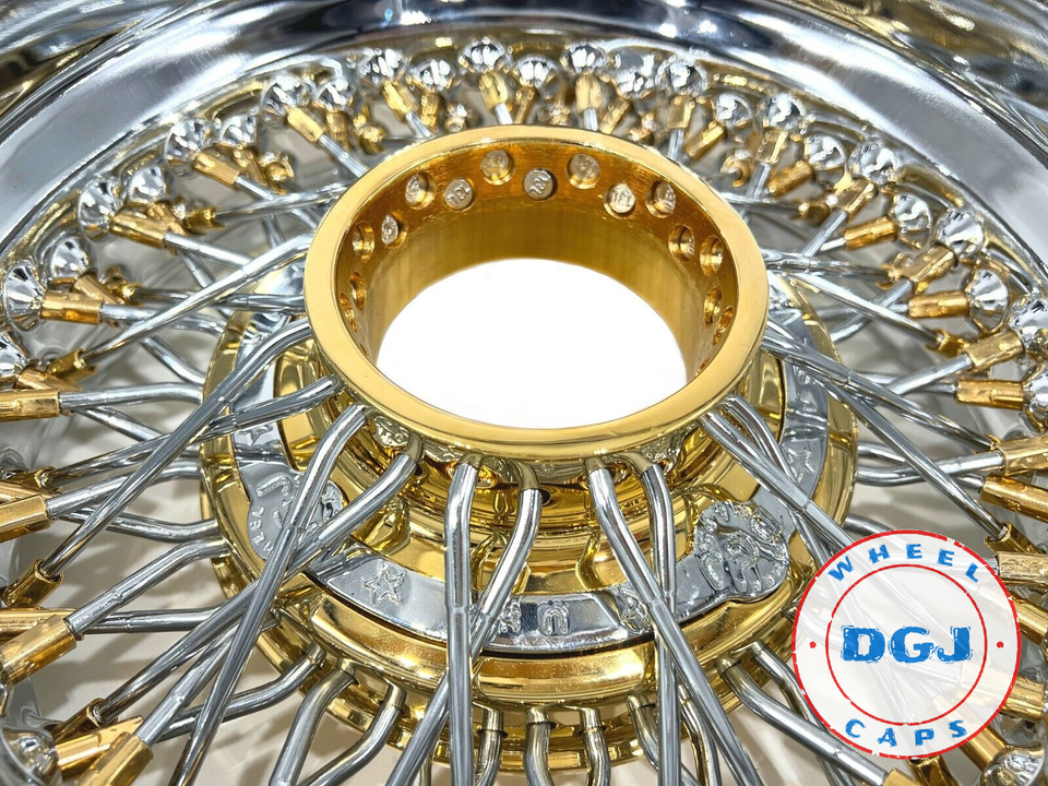 DGJ 13x7 Rev 72 Cross Gold Nipples and Hub Lowrider Wire Wheel Rims | eBay