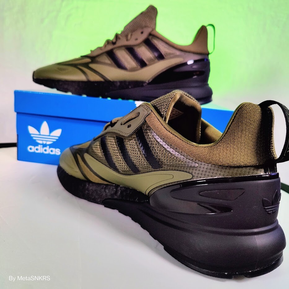 Adidas ZX 2K US 13 Men's Olive Green Black Rare Retro Boost Lifestyle GW0518 New thumbnail 13