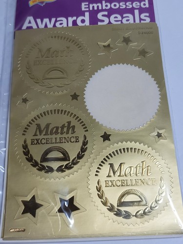 Trend Enterprises Gold Embossed Math Excellence Seal Stickers T74008