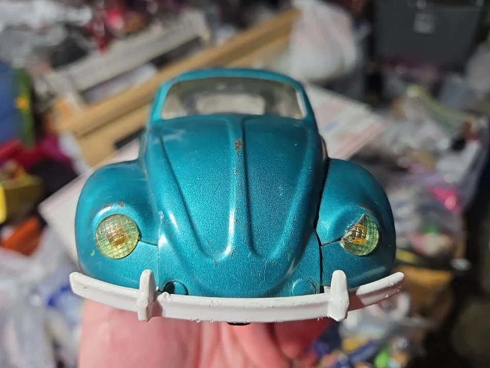 Vtg TONKA 1960'S Pressed Steel Volkswagen VW Beetle Bug 1:18 ? BLUE-GREEN - Image 3 of 4