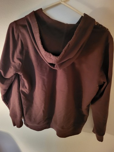 Three Hearts Size L Teen Brown Gold Sparkle Accents Hoodie Full Zip 24 L 21 Acro - Picture 18 of 24