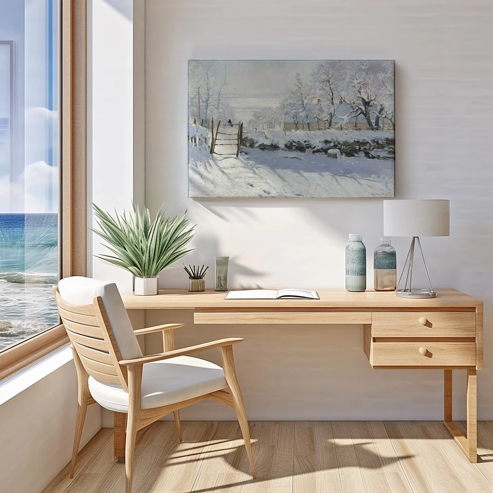 The Magpie, Claude Monet, 1868, Famous Painting, Canvas Wrap Wall Art Print - Image 3 of 4