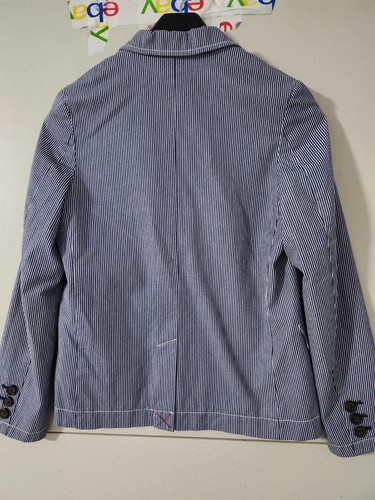 Mini Boden Jacket Boys 11/12 Blue Blazer 2 Button Striped 100% Cotton Lined Pkts - Picture 11 of 18