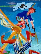 Gouache Jean Terles Pirate Corsaire L'ile Au Trésor Stevenson Paris Art