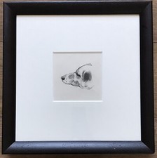 Drawing of dog black and white original charcoal