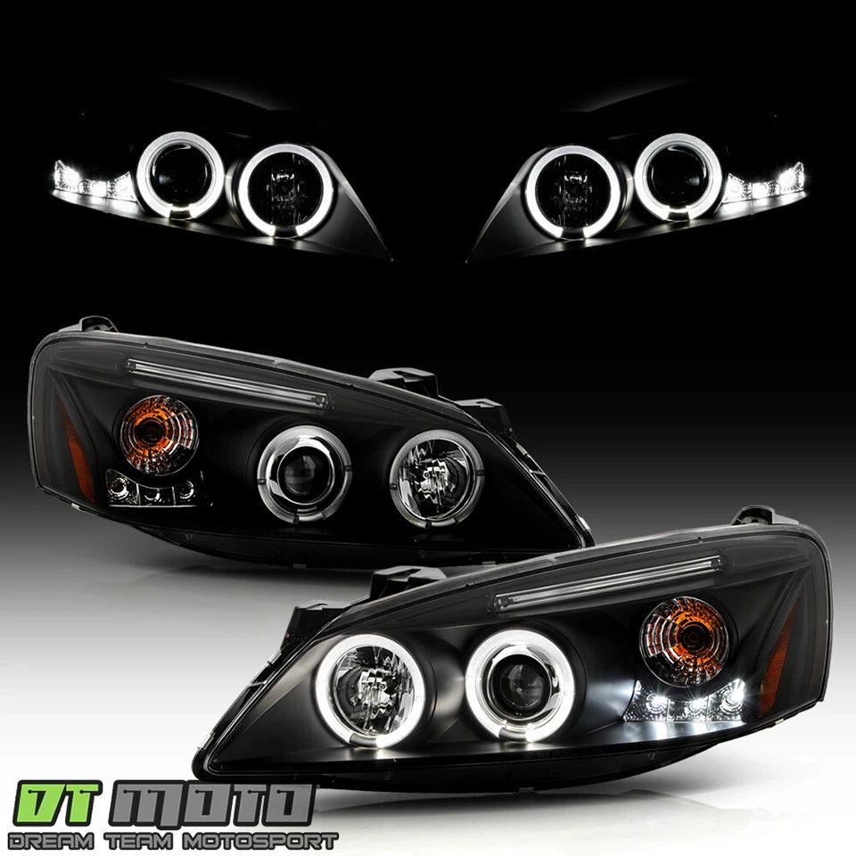 Blk 2005-2010 Pontiac G6 LED Halo Projector Headlights Lamps Left+Right 05-10 - Image 2 of 4