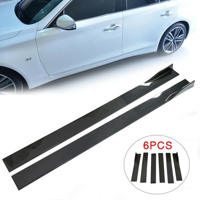 6Pcs 2.2M/86.6'' ABS Carbon Fiber Look Side Skirts Extension Splitters Universal
