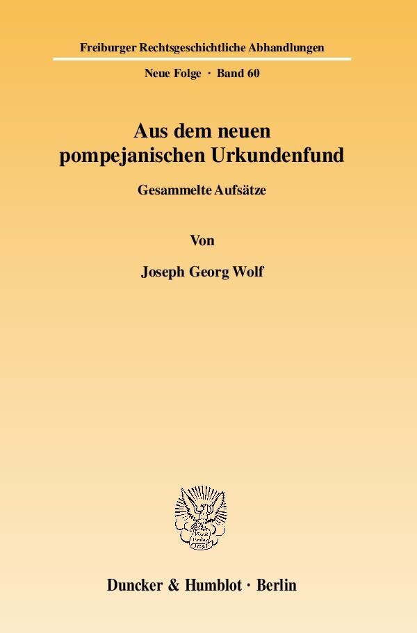 Thumbnail - Aus Dem Neuen Pompejanischen Urkundenfund Von Joseph G. Wolf