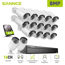 SANNCE 16CH NVR 4K PoE Security Camera System Two Way Audio Outdoor AI Detect 4T