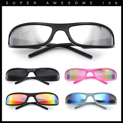 Retro Slit Thin Narrow Rectangle Curved Wrap Sport Plastic Sunglasses