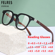 TR90 Men Women Anti Blue Light Square Reading Glasses Imitation Wood Glasses New