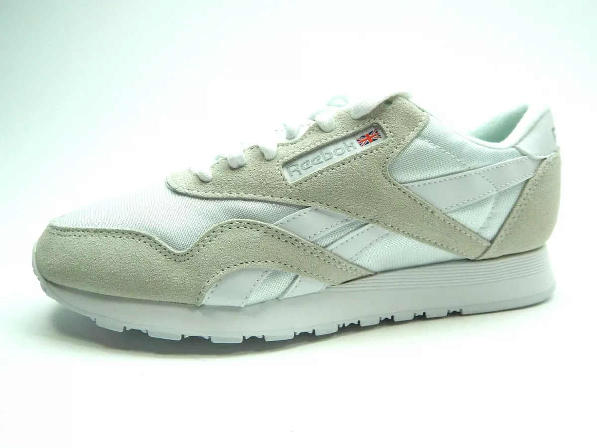 REEBOK MEN S CL NYLON WHITE LIGHT GREY 6390 SHOES SIZE 3.5
