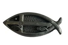 Torino Pewter Fish Necklace Brooch Earrings Trinket Box Set Jewelry Salmon Vtg