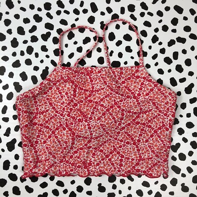 CREWCUTS GIRLS NWT Red Pink Floral Pearl Edge Tankini SWIM TOP Reg. 16 BO432