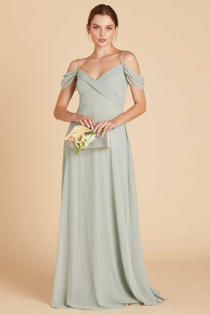 sage green convertible bridesmaid dress AW.Bridal A-line Sweetheart Neckline Sleeveless Spaghetti Straps Satin Pleat Ruching Split Long Bridesmaid Dresses Dress Sage Green Size 18