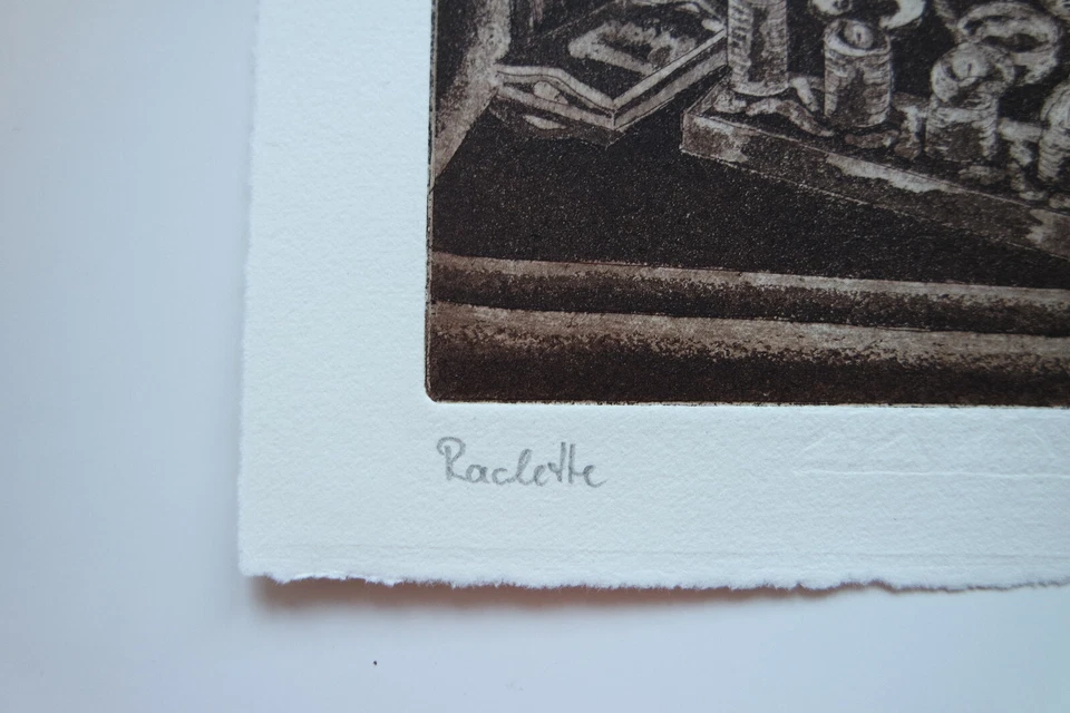 Aquatinta-Radierung „Raclette“, original signiert T. Ehmke, 2025 - Bild 3 von 4