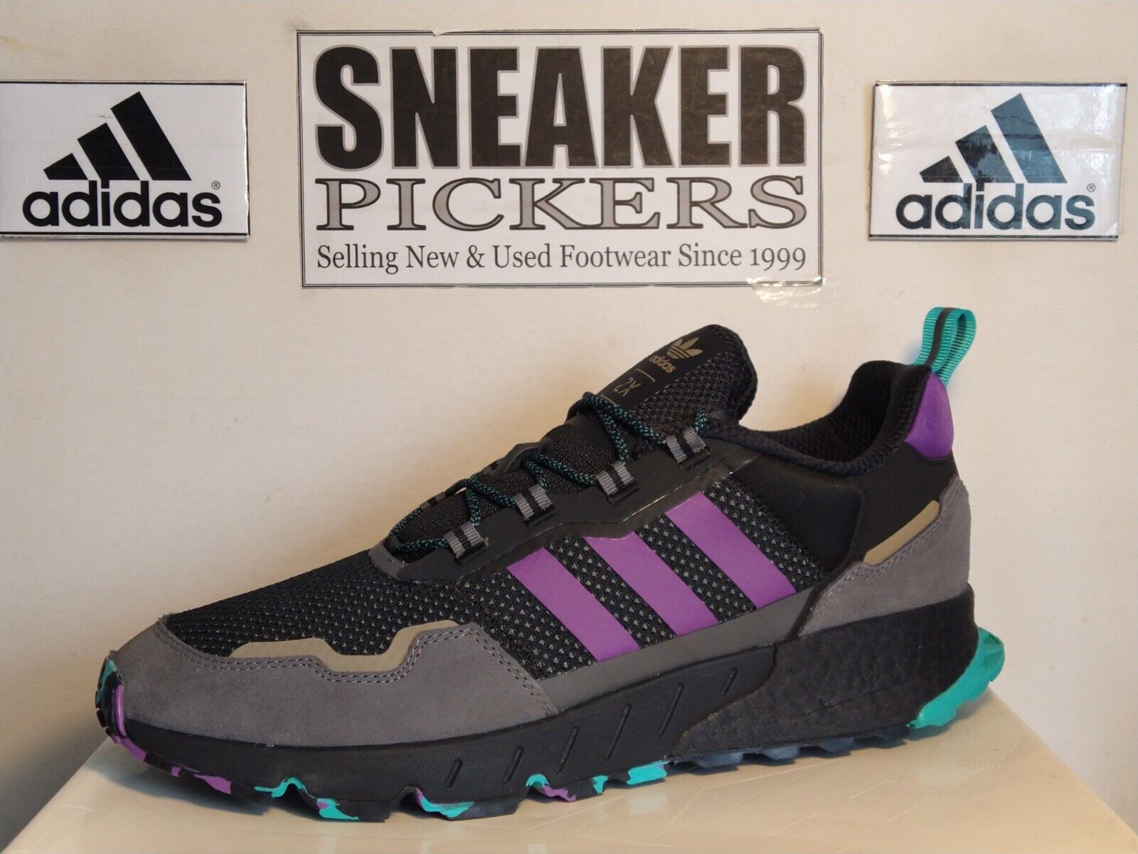 Adidas Men's ZX 1K BOOST - GZ3545 - Core Black / Purple - Grey - Size: 13 -  NEW