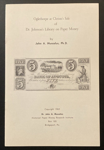 Christe's Sale of Dr Johnson Library on Paper Money John A Muscalus 1965