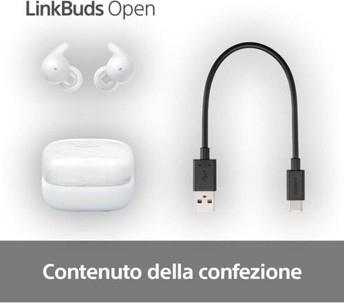 Sony LinkBuds Open, Auricolari Bluetooth True Wireless Aperte, IPX4, Bianco - 第 9/11 張圖片