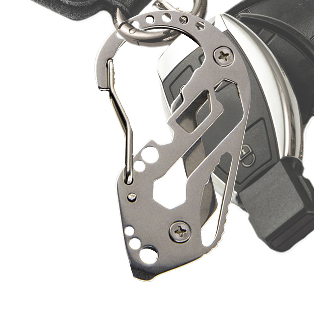 Survival Multi-Tool Carabiner with Pocket Clip for Camping & Outdoor Adventures