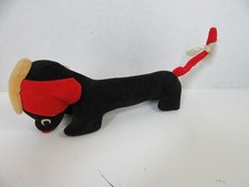 Vintage Corduroy Plush Toy Dachshund Puppy Dog Beret Japan Black 12"