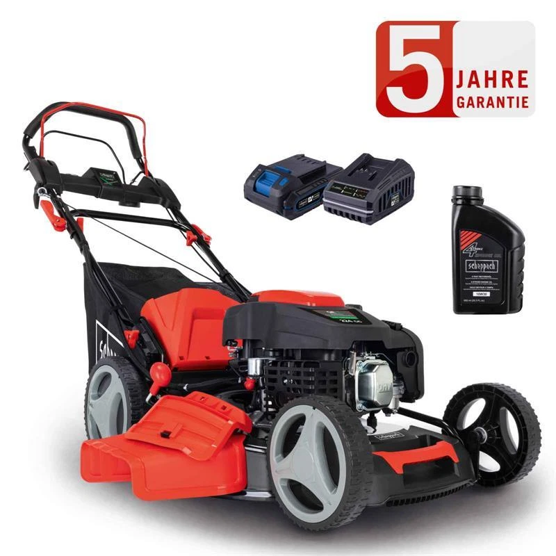 Scheppach Benzin Rasenmäher MS225-53E -6PS- Radantrieb Hybrid-Start + Öl