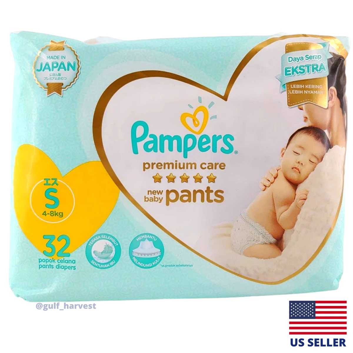 Puntuación Claraboya tierra principal Pampers Premium Care Pants 32 Pack Diapers Size Small (Made in JAPAN) IDN  Import | eBay