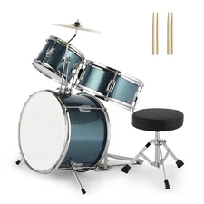 3-Piece Junior Drum Set Beginner Teenager Drum Kit with Throne Cymbal Drumsticks