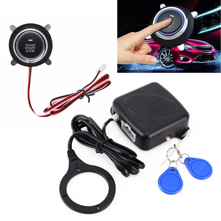 Interruptor de arranque/parada del motor de coche RFID con detección de frenos y luz azul, fácil instalación