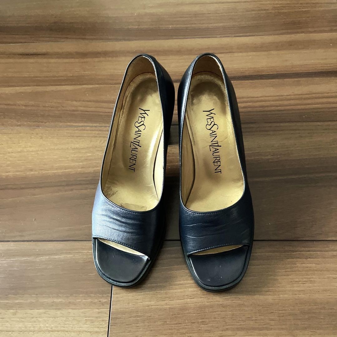 Autentiche decolte Yves Saint Laurent tacco punta aperta pelle nero taglia 35 donna