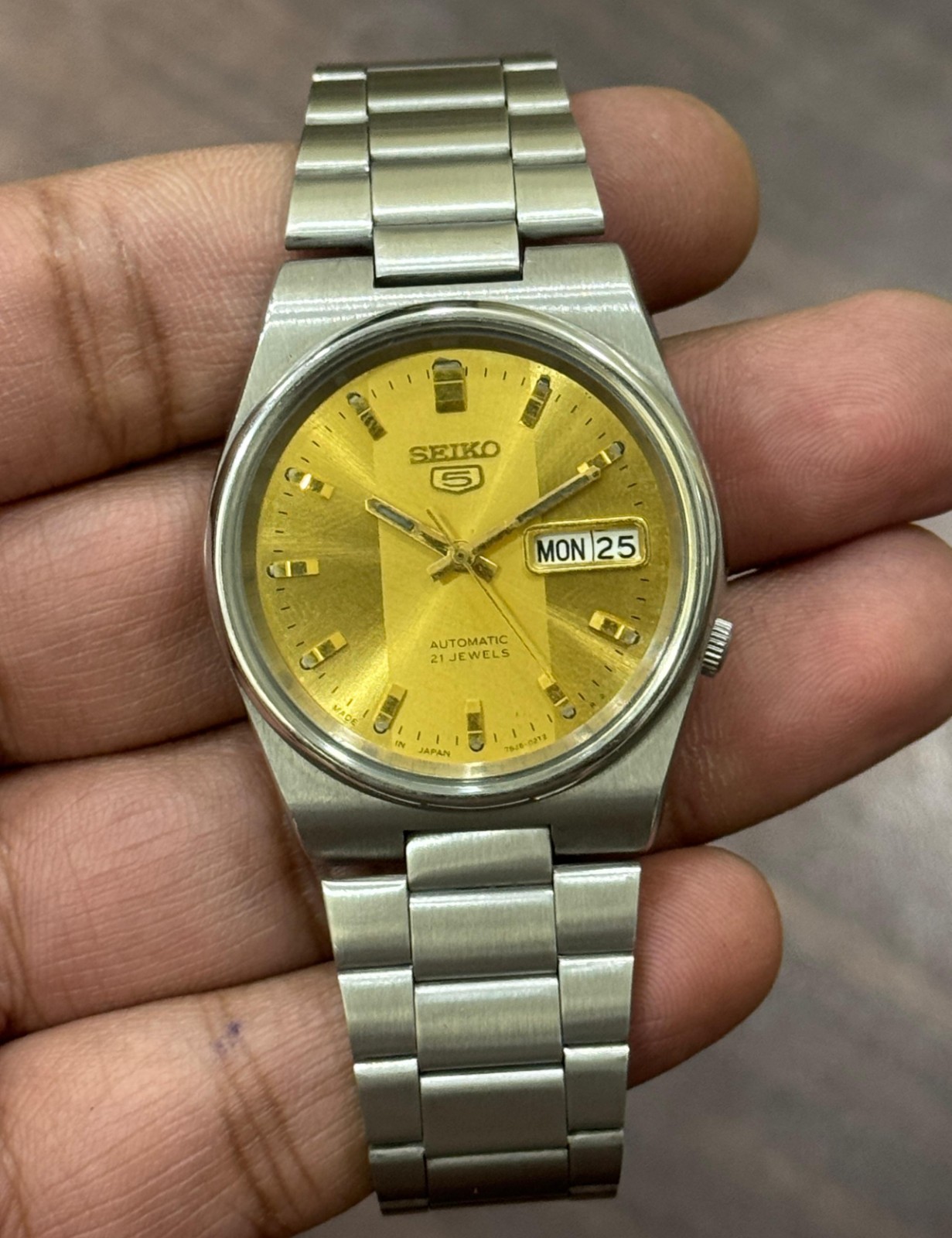 Wrist Gold Men's Automatic 5 Japan Dial Seiko Vintage For Watch 7s26 - vintagewatches.pk