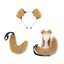Dog Ears Tail Set Plush Furry Dog Ears Headband Fancy-Dress Anime Cosplay