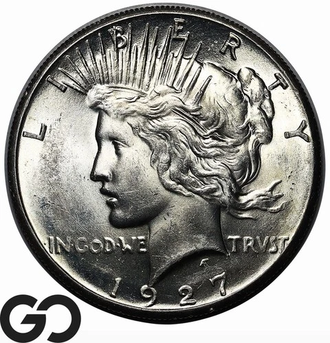 1927 Peace Dollar, Lustrous Gem BU++