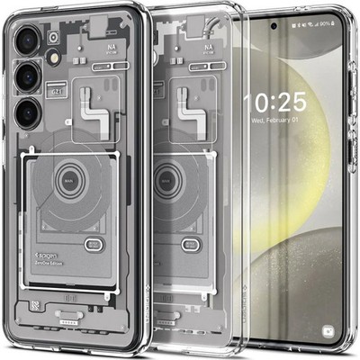 Handyhülle für Galaxy S24 Spigen Case Schutztasche Cover Etui Futeral Weiß-Grau