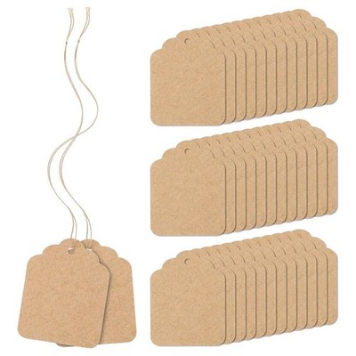 500 Pack Brown Kraft Paper Price Tags with Attached Cord, Eti3800
