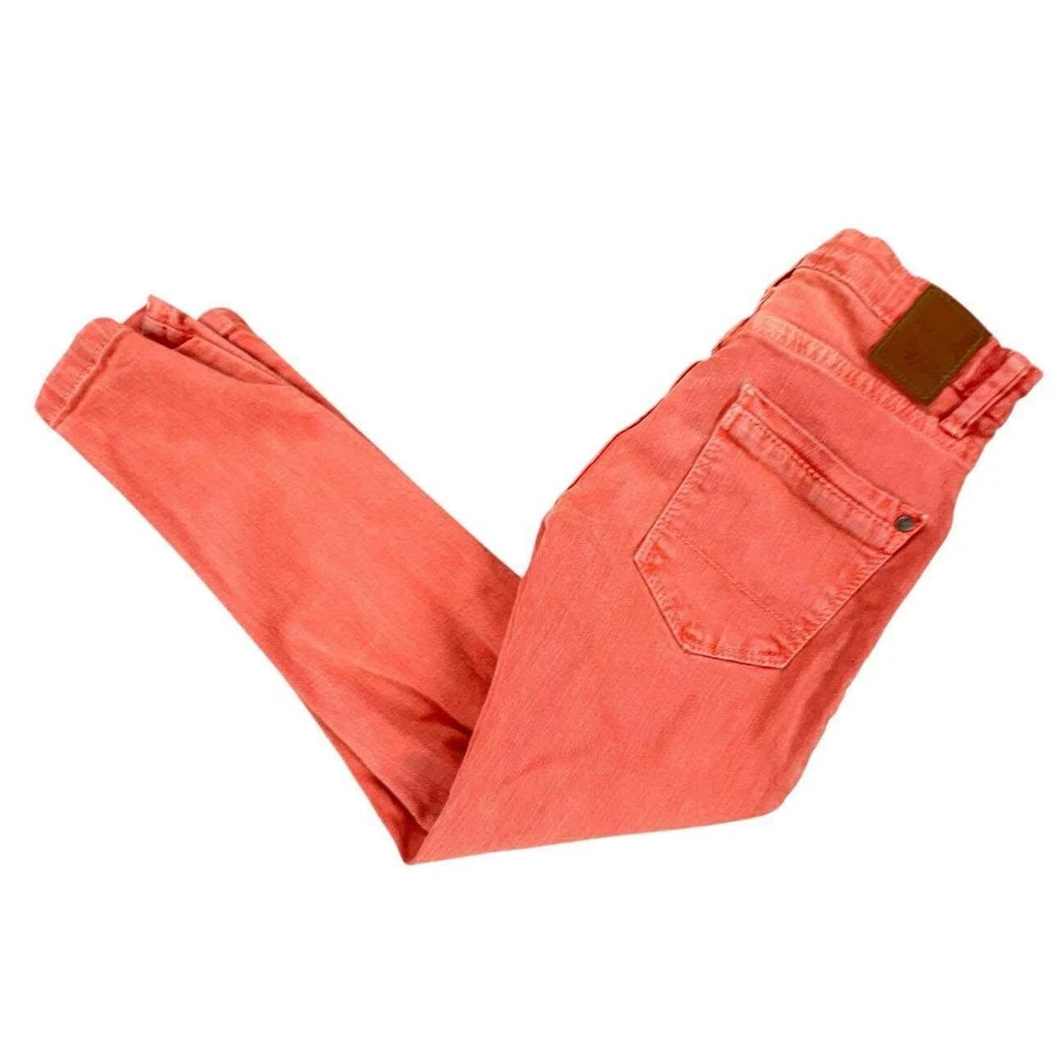 Pantalones de mezclilla Zara coral naranja para niños talla 6 calce ajustado elegantes informales usados en excelente estado Foto 4 de 4
