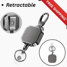 Heavy Duty Retractable Metal Keychain ID Badge Reel Wire Key Holder
