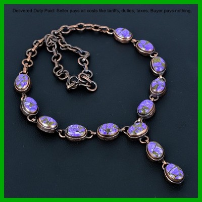 Copper Natural Copper Charoite Handmade Wife Chain Bezel Electroformed Necklace