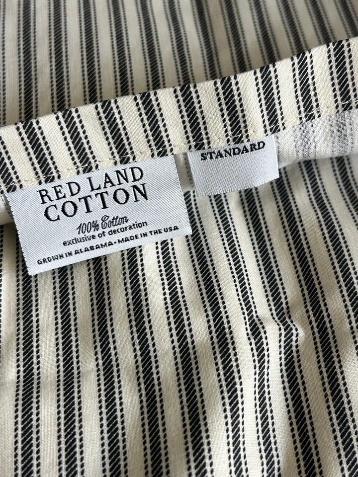 Красная земля хлопок древесный уголь тикающие полоски наволочки США набор из 2 стандартных новый - Изображение 3 из 4