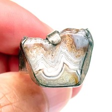 Vintage Modernist Crazy Lace Agate Silver Ring Size 8.25