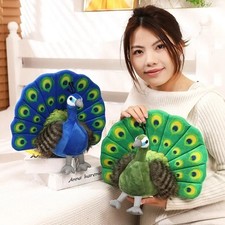 23cm Realistic Peacock Plush Soft Toy – Beautiful Green or Blue Design
