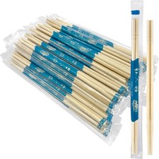 100 Sets 9'' Long Individually Wrapped Disposable Bamboo Chinese Chopsticks