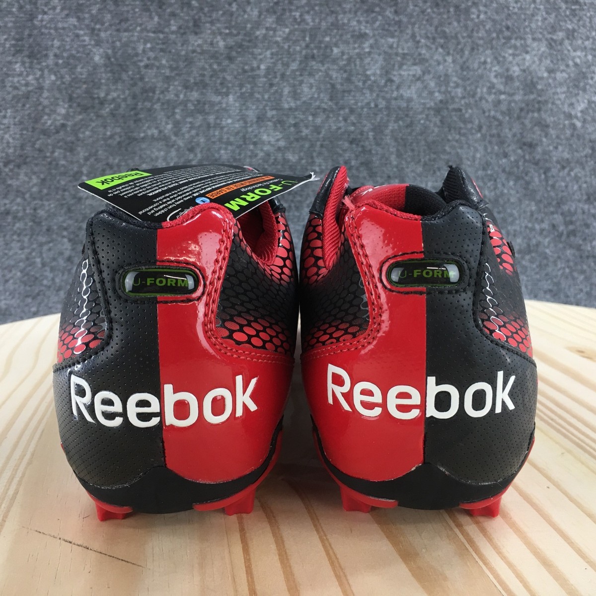 Reebok Shoes Mens 9 U-Form Black Red Football Soccer Cleats  display picture 2