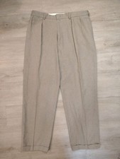 Vintage Polo Ralph Lauren Pleated Pants Mens 38x32 Brown Beige Herringbone Chino