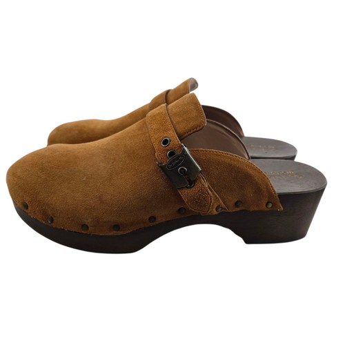 Dr Scholl's Original Wood Clogs Womens 9 Cinnamon Brown Suede Studded Slip On - Picture 6 of 11
