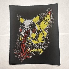 POKEMON, ANGRY BLOODY PIKACHU, BLACK BORDER, 6X5 INCHES, WOVEN PATCH