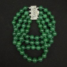 Tested Green Jadeite Jade Beads Bracelet 925 ...