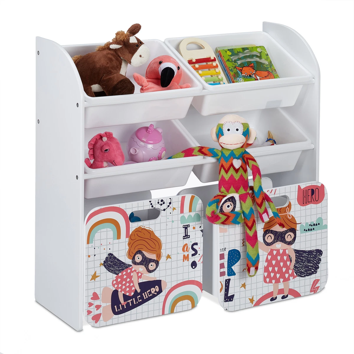 Habeig Multifunktionales Kinderregal, Weiß, Kunststoff, Mit