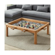 Board Game Coffee Table with Removable Tabletop Includes Play Mat and Cup Holder